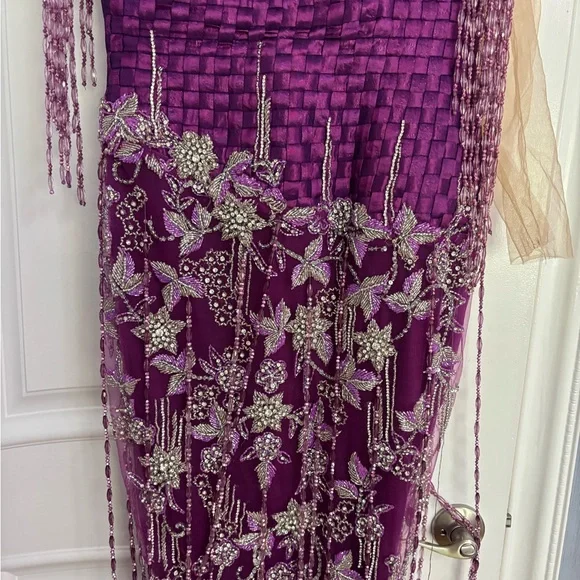 Elegant Purple Gown with Silver Embellishments